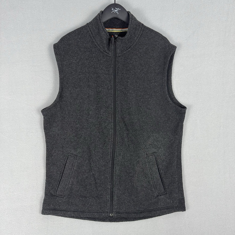Smartwool Men's Hudson Trail Wool Blend Fleece Full Zip Gray Vest Size XL Hiking